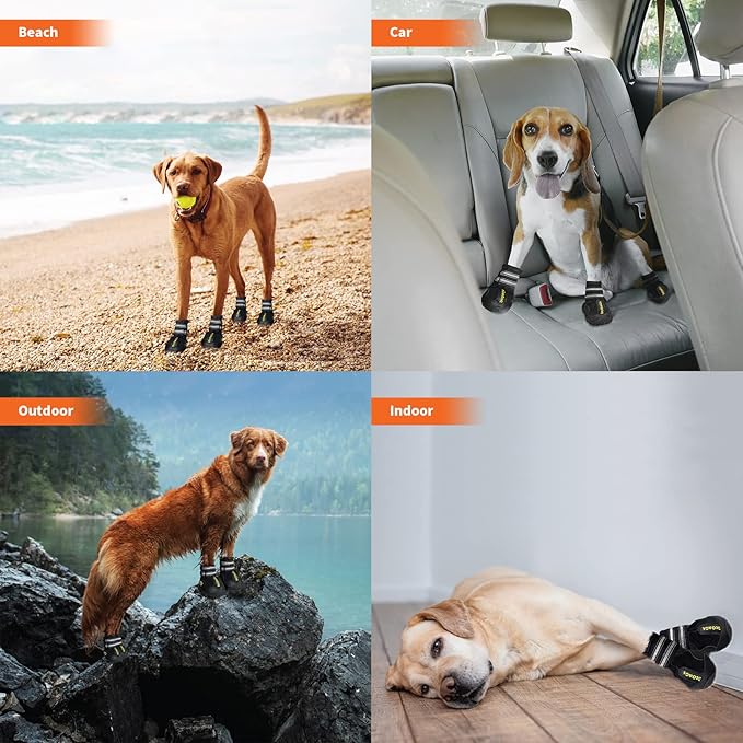 DcOaGt Dog Shoes for Large Dogs, Waterproof Anti-Slip Dog Boots & Paw Protectors for Summer Hot Pavement Winter Snow, Breathable and Reflective Dog Booties for Hiking/Walking/Outdoor/Floor