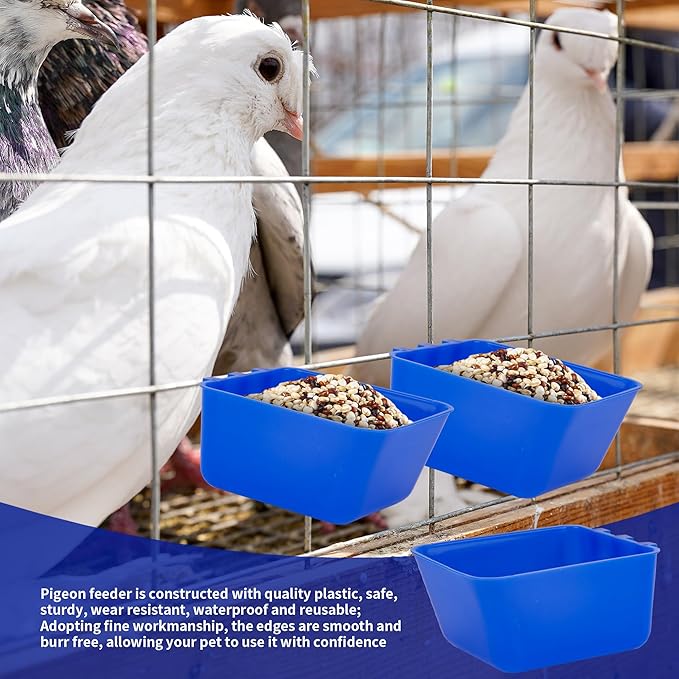 40 Pcs Cage Cups Chicken Feeder Cups 16 oz Hanging Bird Food Water Cups Bunny Cage Feeding Bowl Dish for Pet Parrot Rooster Parakeet Gamefowl Poultry Pigeon Wire Cage(Blue)