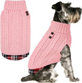 KYEESE Dog Sweater Stretchy Knitwear Cat Clothes Soft Pullover Dog Sweaters for Small Dogs Girl Comfy Pet Coat for Fall Winter Cold Weather Warm Turtleneck Small Dogs Sweater with Gingham Patchwork