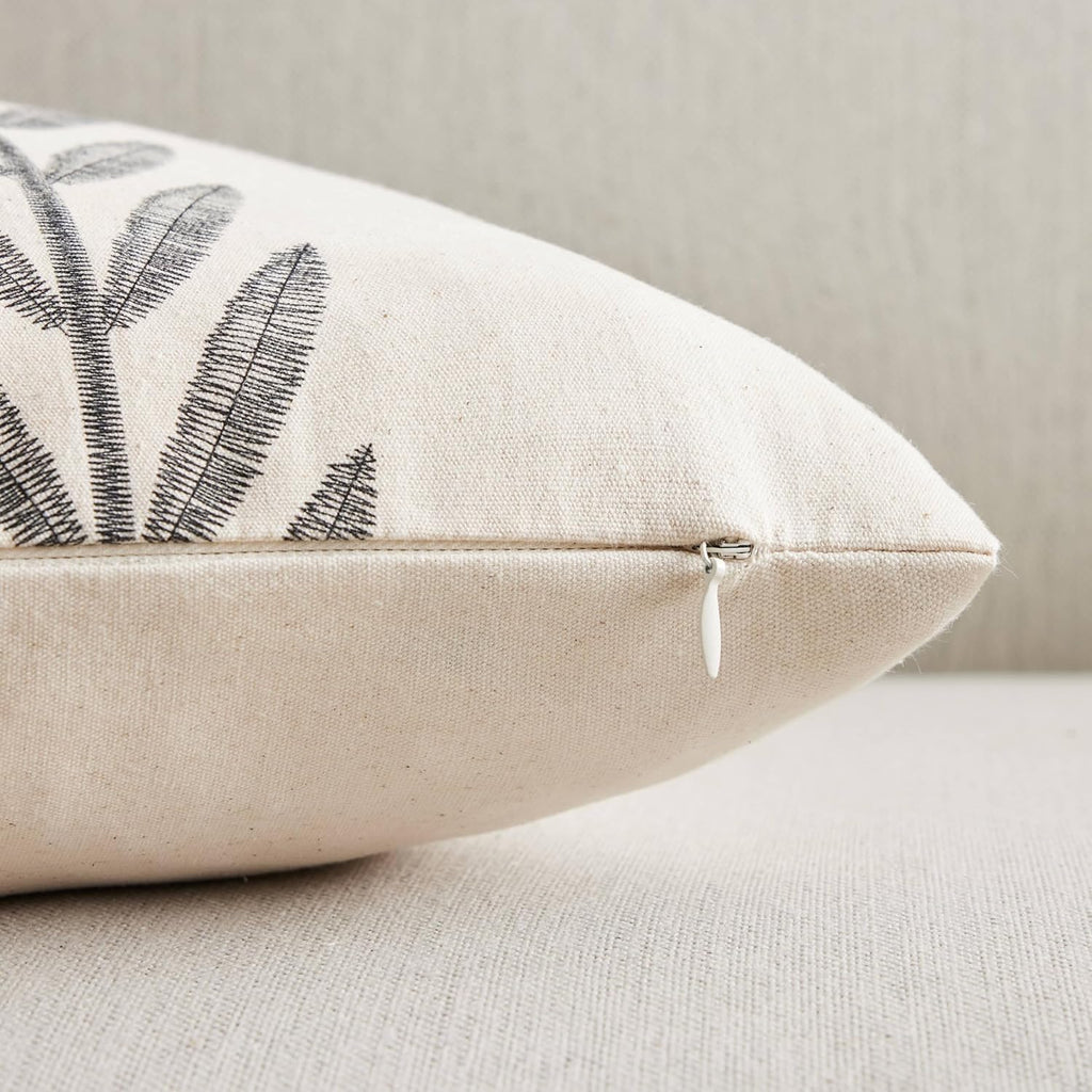 100% Cotton Farmhouse Leaves Lumbar Throw Pillow Covers Set of 2, 12x20 Inch Black Pastoral Decorative Print Cushion Covers for Sofa Bed Living Room Home Decor