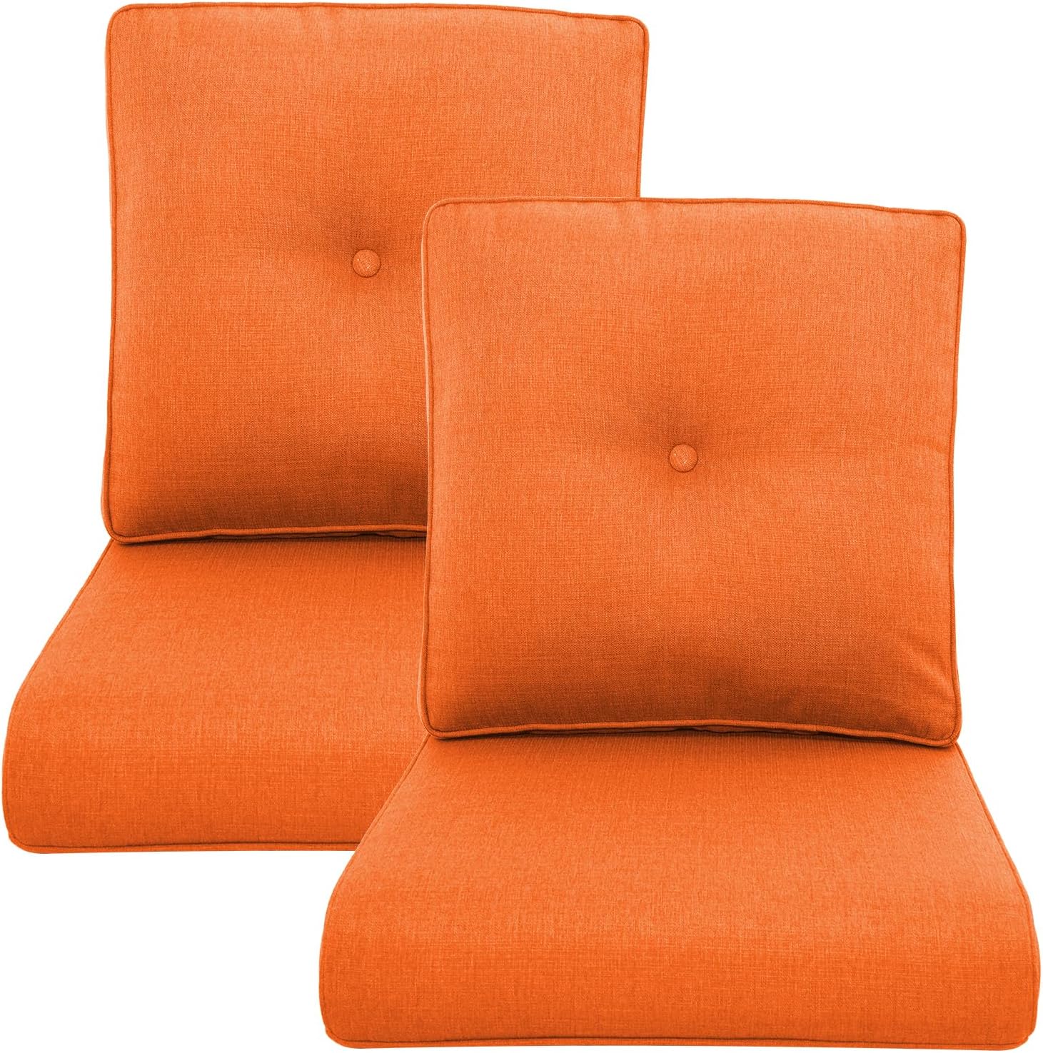 Outdoor Wicker Chair Cushions 2 Packs - Outside High Back Thick Water-Resistant Cushion 22x24 with Zipper Cover for Patio Glider Rocking Chairs Loveseat Couch – Orange/Buckle