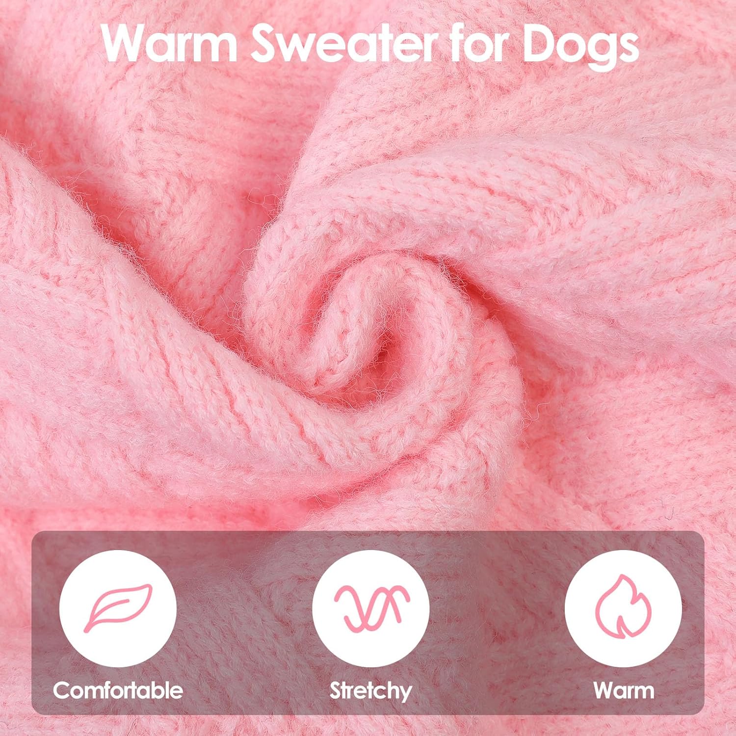 SUNFURA Small Dog Sweater, Turtleneck Dog Sweater for Cold Weather, Puppy Knitwear Pullover for Christmas Thanksgiving, Pet Winter Knitted Sweatshirt for Pug Dachshund, Pink S
