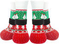 EXPAWLORER Christmas Anti-Slip Soft Dog Socks for Hardwood Floor,Warm Dog Shoes,Paw Protectors for Cold Pavement,Prevent Licking,Traction Control for Small Medium Large Senior Dogs