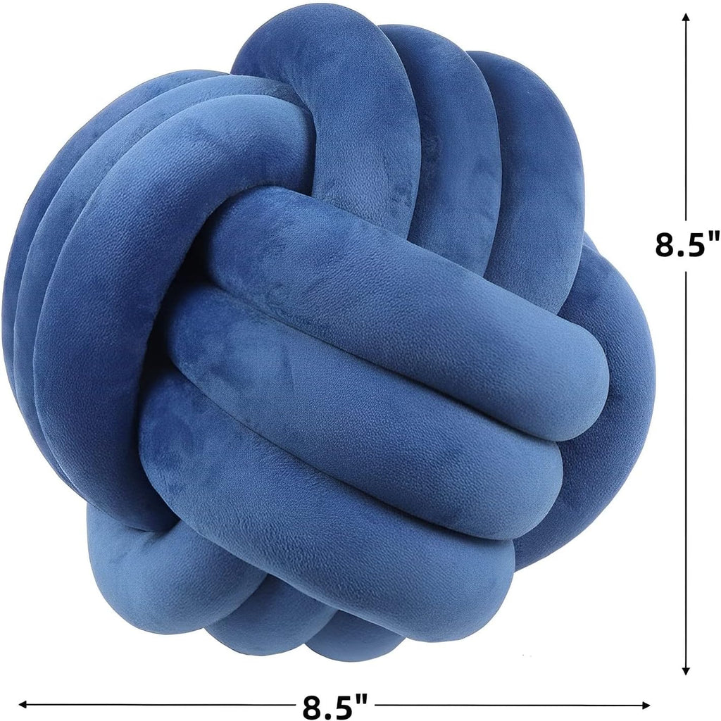 Knot Ball Pillows, Round Throw Pillow Cushion Home Decoration Soft Plush Pillow, Throw Knotted Ball Pillow Handmade Children Room Decoration Round Plush Toy Pillow (Blue,8.5"/22cm)