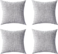 Decorative Throw Pillow Covers 18x18 Inch Set of 4, Soft Solid Farmhouse Chenille Couch Pillows, Spring Pillow Covers for Couch Sofa Bed Living Room Home Decor Pillowcase, Light Gray