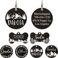 Ultra Joys Stainless Steel Pet ID Tag Dog Name Tags Personalized Front & Back Engraving, Customized Dog Tags and Cat Tags, Optional Engraved on Both Sides, Round Tag with Mountain on Top Design, Large