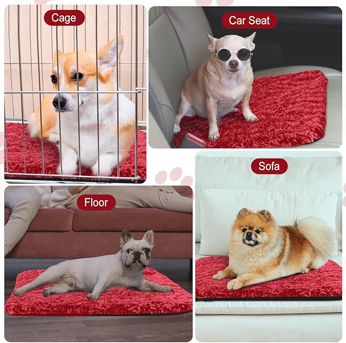 4 Pack Self Warming Cat Bed Indoor Self Heating Dog Cat Pad Washable Thermal Pet Kennel Pad Crate Bed Mat Reflect Body Heat for Outdoor (Red,16 x 20 Inch)