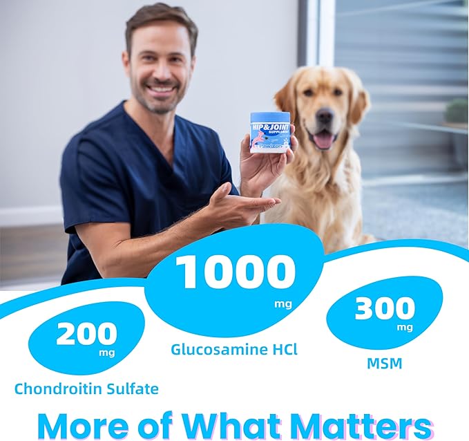 Advanced Hip and Joint Supplement for Dogs- Glucosamine for Dogs with MSM, Chondroitin, Natural Anti-Inflammatory Formula for Optimal Mobility Support Fit All Breeds- 120 Chew