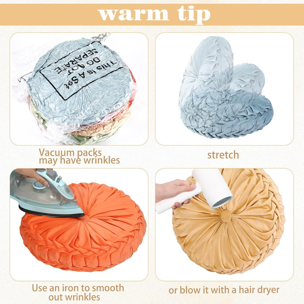 Yerliker 6 Pcs Floor Pillow Cushions 15inch Round Velvet Throw Pillows Colorful Flexible Cushions Alternative Pillows for Couch Chair Living Room Bedroom Home Office Decor(Pastel Color)