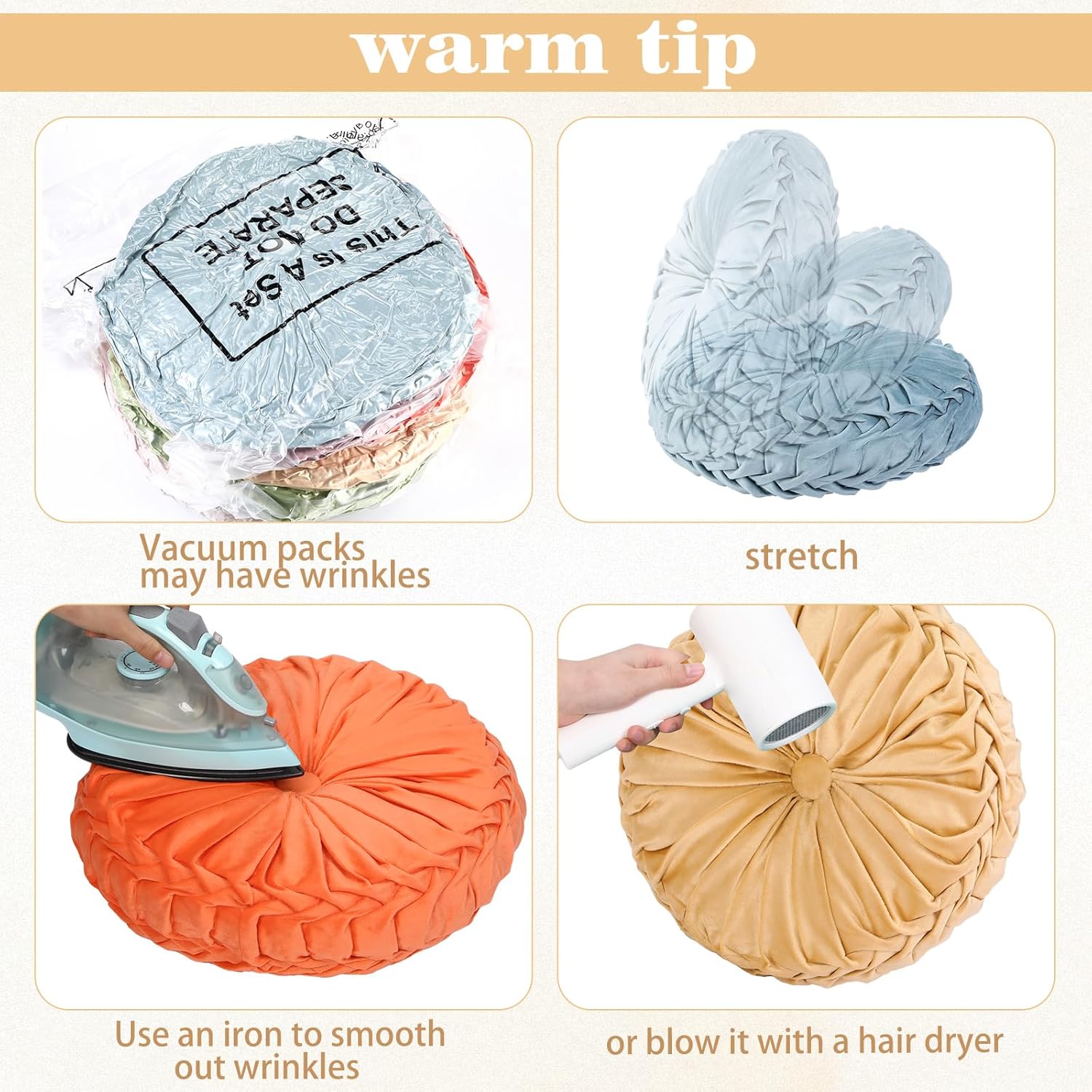 Yerliker 6 Pcs Floor Pillow Cushions 15inch Round Velvet Throw Pillows Colorful Flexible Cushions Alternative Pillows for Couch Chair Living Room Bedroom Home Office Decor(Pastel Color)