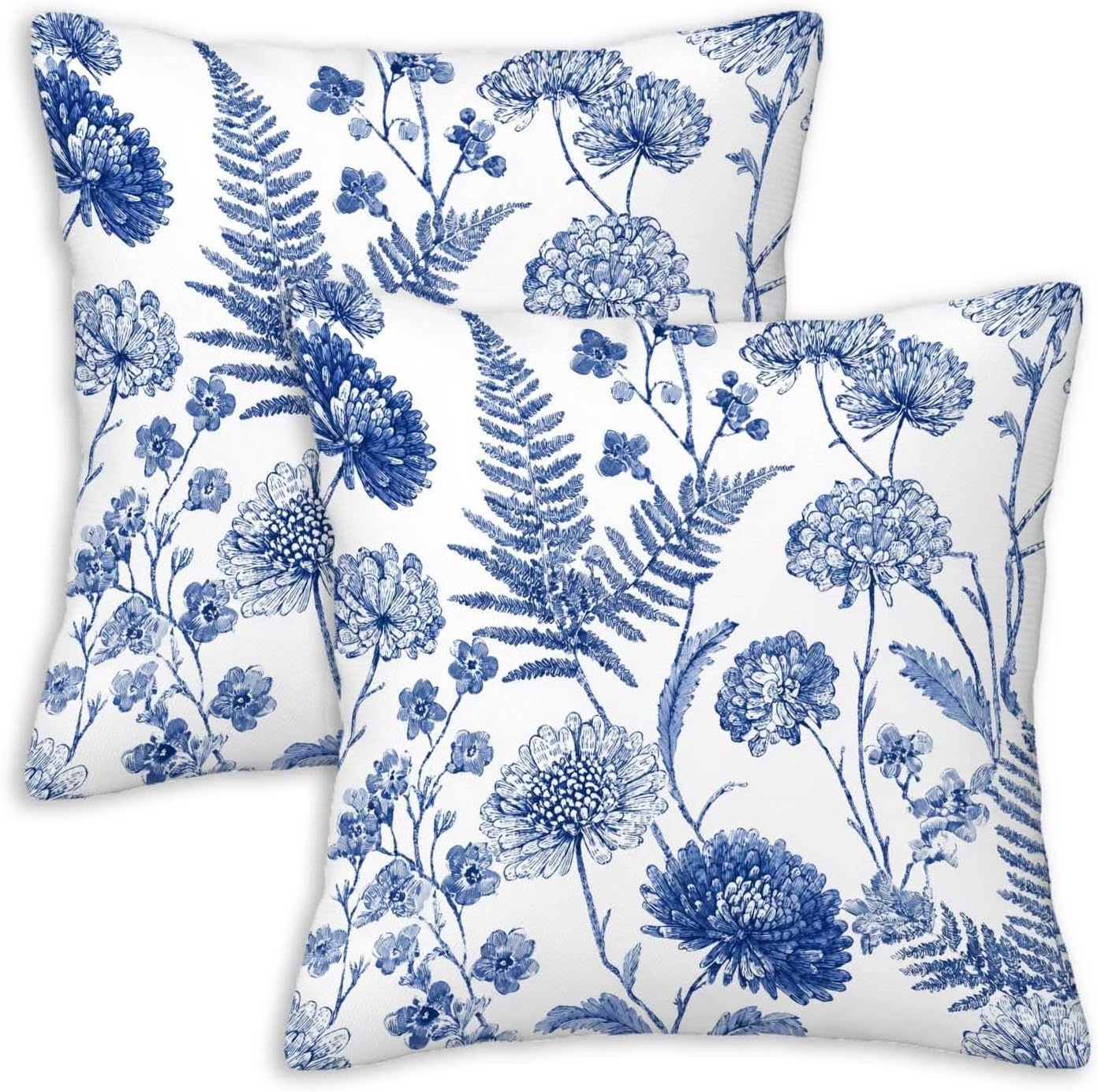 Throw Pillow Covers 18x18 Set of 2, Summer Floral Cushion Covers, Decorative Square Pillowcases for Couch, Bedroom, Living Room