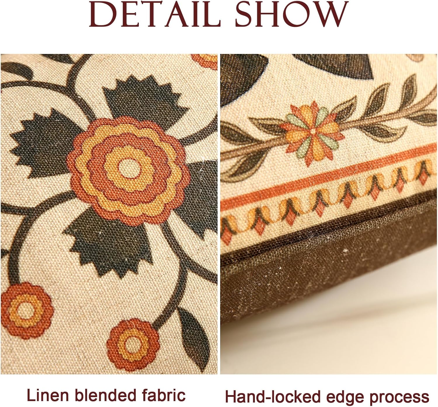 Brown Throw Pillow Covers Set of 1,Floral Farmhouse Linen Accent Pillows Cover for Couch Throw Pillows Case,Decorative Lumbar Pillows for Couch Sofa Bed Chair Cushion Covers 12"x20"