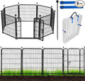 ADAVIN Tall Garden Fence with Gate, 48 in(H) 8 Panels Heavy Duty Iron Metal Animal Barrier Fence, Indoor Dog Playpen, Temporary Fencing, Dog Fence Outdoor for Yard, Total17.7 Ft(L), Black