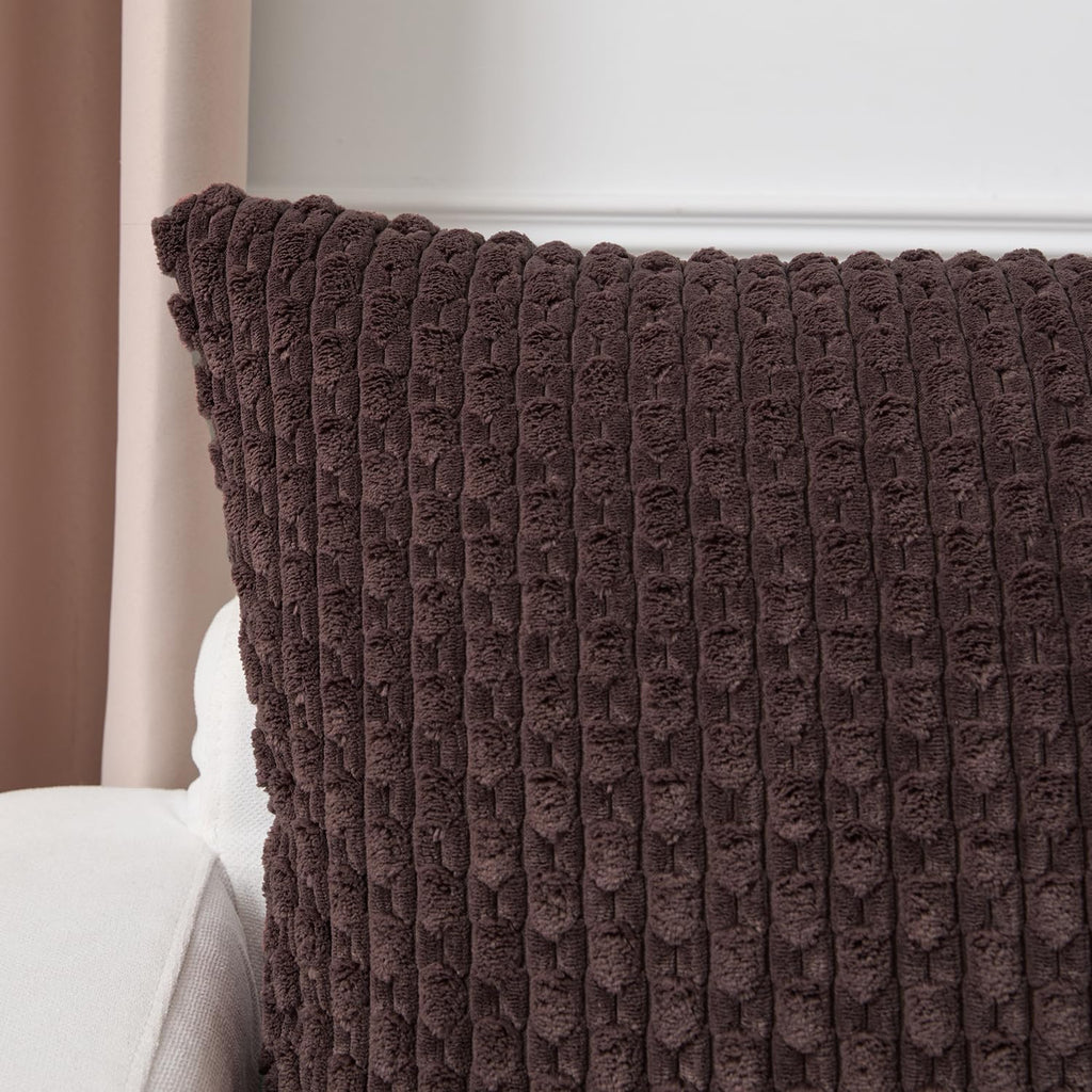 Kevin Textile 14x36 Inch Long Lumbar 1 Pack Boho Decorative Throw Pillow Cover Soft Striped Corduroy Rectangle Cushion Case Farmhouse Accent for Living Room Couch Sofa Bed, Coffee