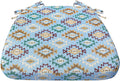 AAAAAcessories D-Shaped Chair Cushions, 2" Thick Dining Chair Pads with Ties and Removable, Machine-Washable Cover, 17" x 16", Geometric Blue