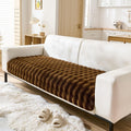 Faux Fur Couch Cover Fuzzy Soft Plush Thick Bubble Sofa Cover Luxury Sectional Couch Covers Luxury Anti-Slip Sofa Slipcover Washable Furniture Protector (Coffee,28"x82")