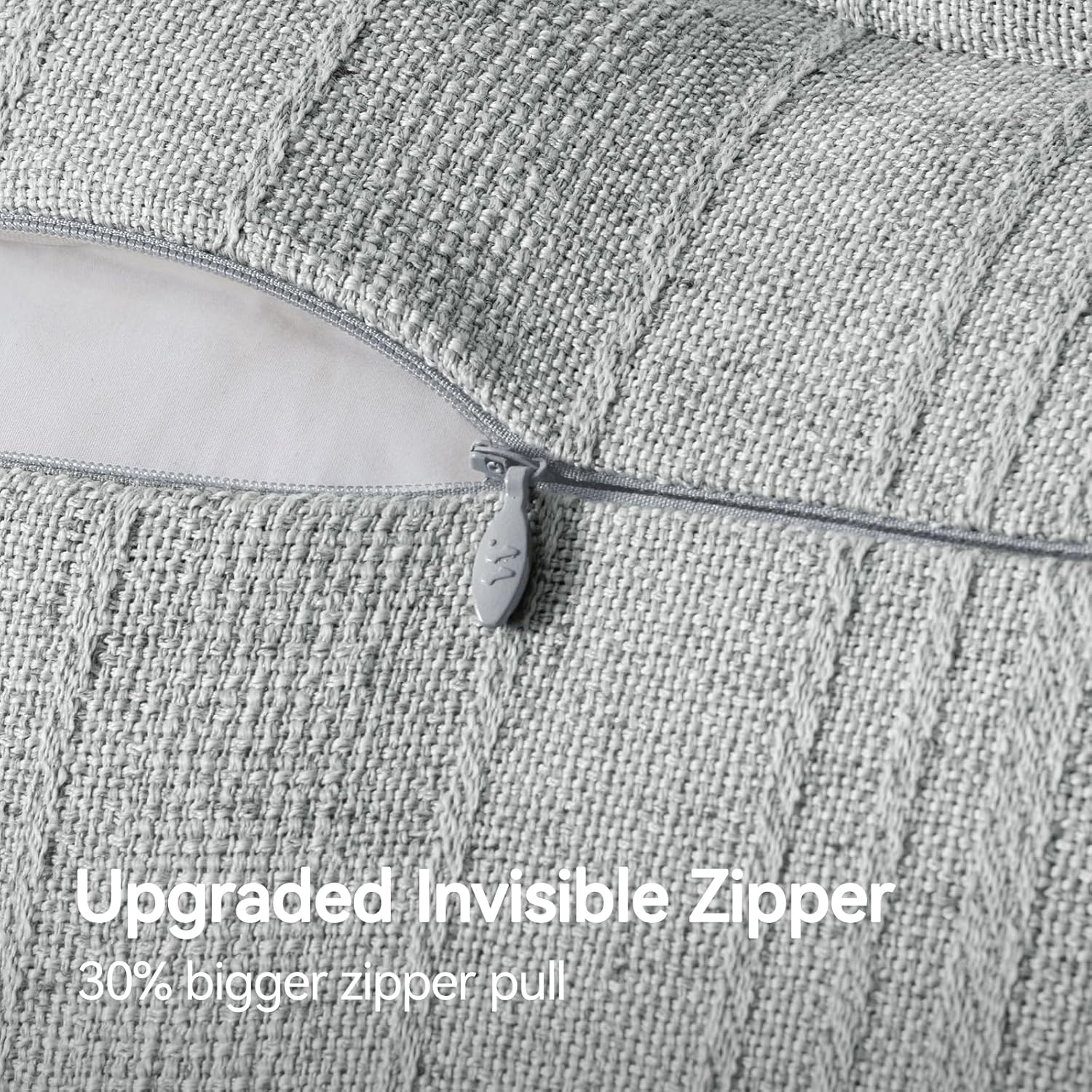 a moment Linen Pillow Covers Set of 2,Boho Farmhouse Throw Pillowcases Neutral Textured Decorative Covers for Couch Sofa,Soft Linen Blend Accent Case Cushion Living Room Home Decor 20"x20"Sky Gray