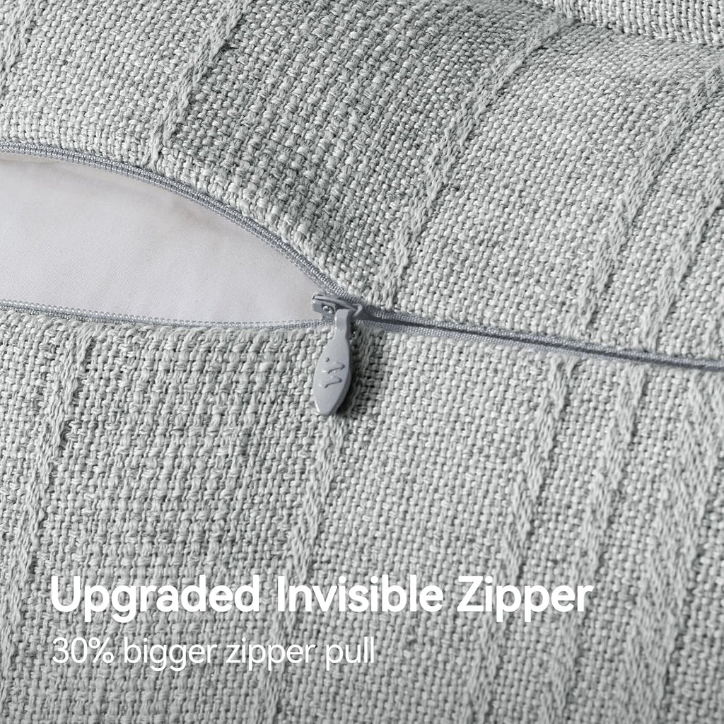 a moment Linen Pillow Covers Set of 2,Boho Farmhouse Throw Pillowcases Neutral Textured Decorative Covers for Couch Sofa,Soft Linen Blend Accent Case Cushion Living Room Home Decor 18"x18"Sky Gray