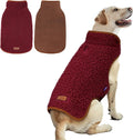 cyeollo Warm Dog Coat Fleece Sherpa Winter Sweater Coats, Turtleneck Reversible Jackets for Small Medium Large Dogs with Leash Hole, Soft Cold Weather Vest, Burgundy, XXL