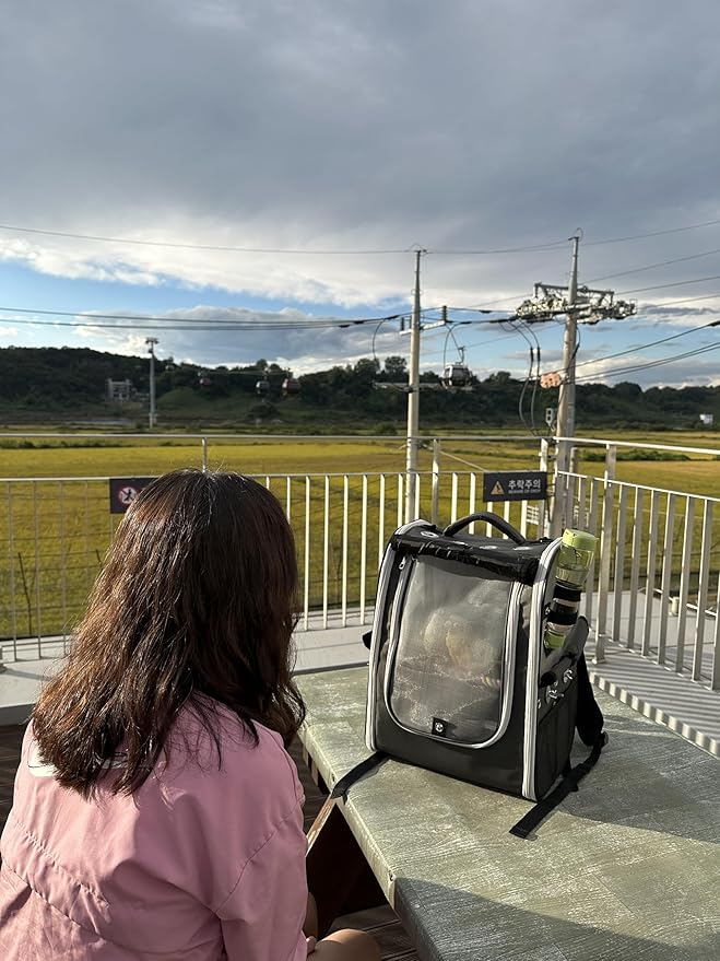 Birds Day Bird Carrier Backpack-Parrot Travel Cage with 2PCS Perch and Food Bowl, Stainless Steel Tray (Charcoal Gray)