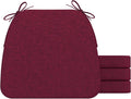 AAAAAcessories D-Shaped Chair Cushions, 2" Thick Dining Chair Pads with Ties and Removable, Machine-Washable Cover, 17" x 16", Set of 4, Wine Red