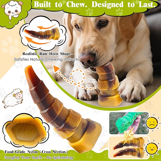 Dog Chew Toys for Aggressive Chewers, 2 Pack Indestructible Toys for Large Dogs, Dog Toy for Large Medium Small Breed, Super Chewer with Tough Nylon, Gift for Dogs