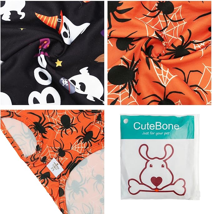 CuteBone Halloween Dog Shirts 2-Pack Soft Pet Clothes Breathable Summer Vest for Small Puppy and Stretchy Cat Apparel 2BX22S