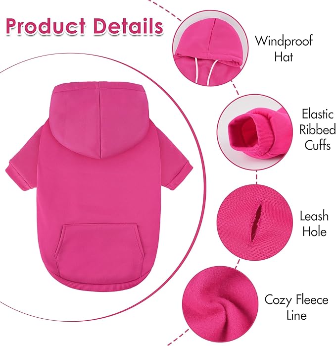 Dog Basic Hoodie Ultra-Soft Plaid Dog Clothes Cold Weather Sweaters for Medium Large Dogs Breathable Cozy Fabric Pet Coat Warm Stylish Sweatshirt with Leash Hole Pocket Dogs Jacket for Cats Boys Girls