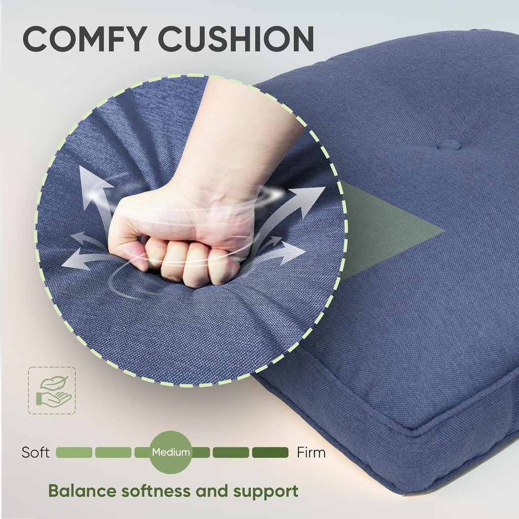 Outdoor Cushion Set of 4, Waterproof Outdoor Seat Cushions 25x22, Patio Chair Cushions for Outdoor Furniture, Couch Cushion Replacement, Include 4 Back & 4 Seat Cushions, Navy Blue