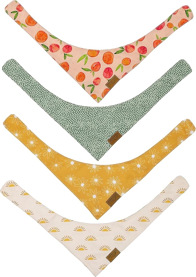 Remy+Roo Small Spring Dog Bandanas - 4 Pack Katherine Set | Premium Durable Adjustable Polyester Fabric Dog Scarfs | Patented Shape Girl Dog Bandana, Trendy Patterns, Floral Dog Bandana