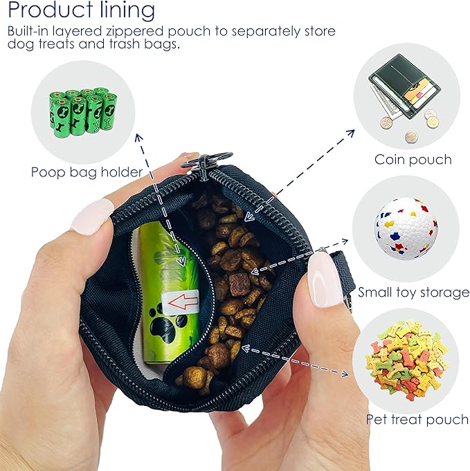 Dog Treat Pouch for Pet Walking and Training with Clicker Poop Bags Small Fanny Zipper Pack Holder for Puppy Snack Dispenser Kit for Leash and Outdoor Use (Strawberry)