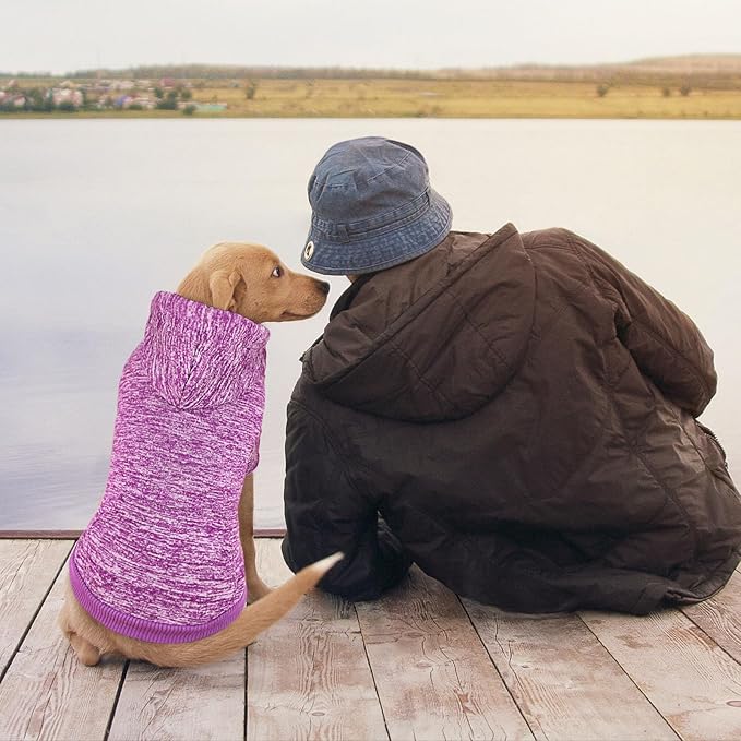 Dog Sweaters for Large Dogs Hoodie Fleece Dog Sweater Soft Clothes Sweatshirt with Pocket Hoodie for Large Dogs(Purple&L)
