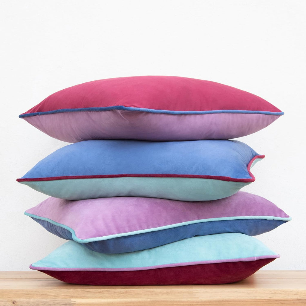 MONDAY MOOSE Decorative Throw Pillow Covers Cushion Cases, Set of 4 Soft Velvet Modern Double-Sided Designs, Mix and Match for Home Decor, Pillow Inserts Not Included (20x20 inch, Purple/Blue)