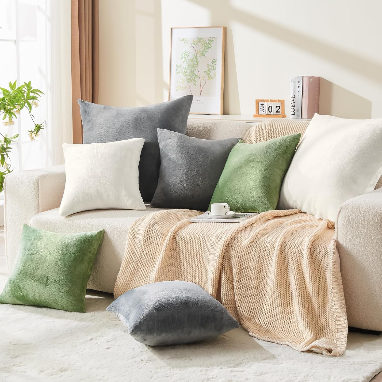 BEDELITE Velvet Pillow Covers 26x26 with Zipper, 2 Pack Super Soft Square Pillow Covers for Bedroom, Sofa, Couch,Luxury Cozy Fleece Pillowcases for All Seasons(26x26 Inches, Grey)