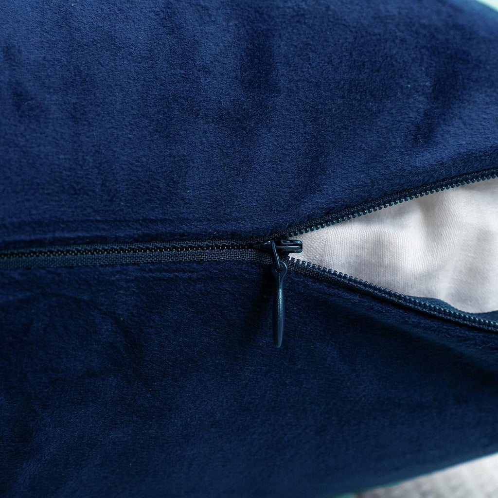 HWY 50 Navy Blue Velvet Throw Pillow Covers 16x16 Inch, Pack of 2 Soft Cozy Solid Decorative Luxury Cushion Cases for Couch Sofa Bed Living Room Bedroom