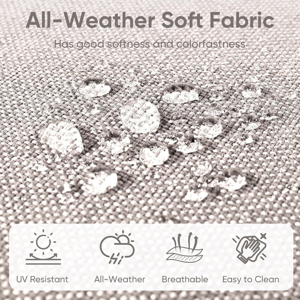 9-Piece Outdoor Patio Cushion Set - Fade & Water Resistant with Removable Olefin Cover, 22x24x4 Inch Memory Foam Cushions for Wicker Sectional Sofa – Beige/Buckle