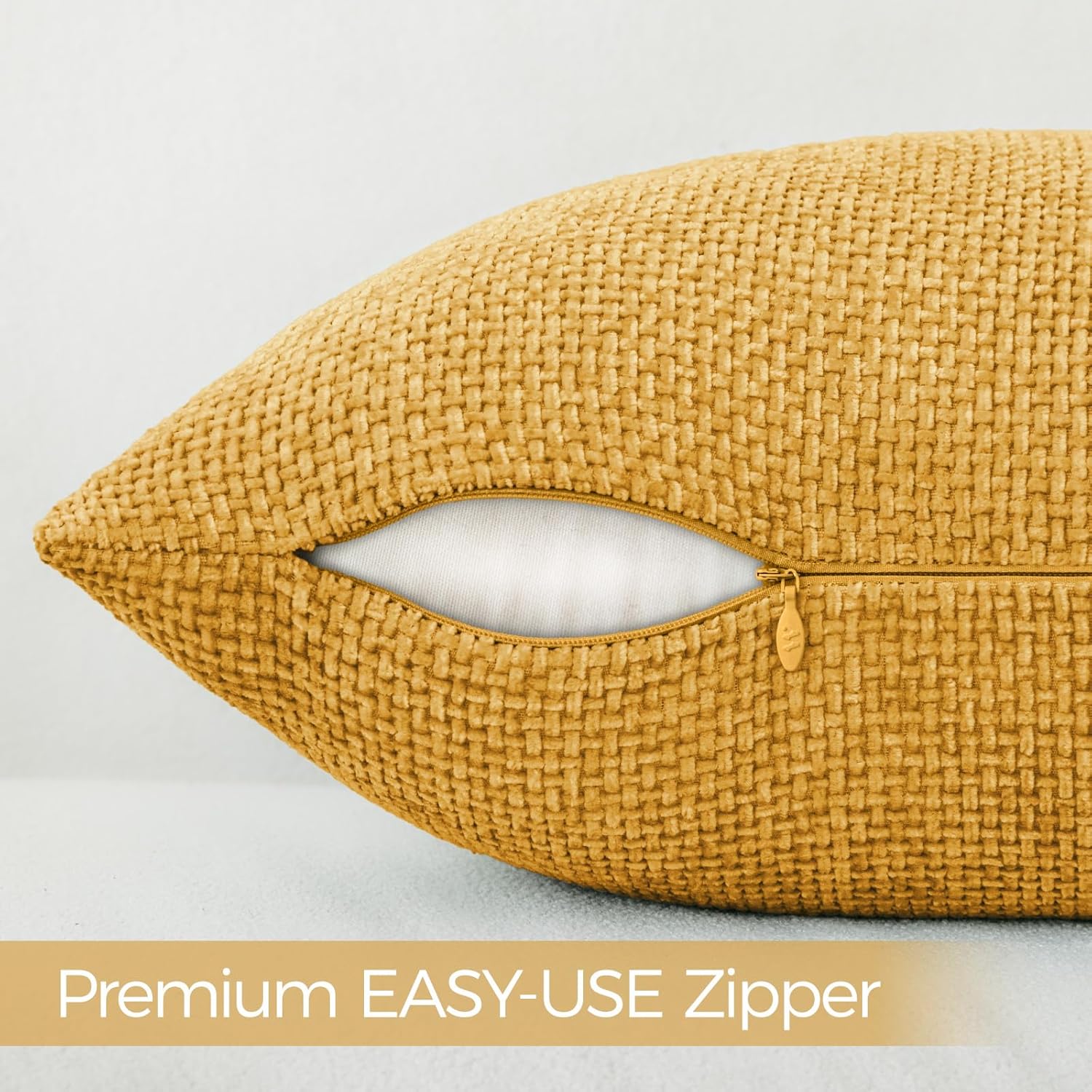 a moment Fall Mustard Yellow Chenille Throw Pillow Covers 20x20 Inch Pack of 2 Modern Decorative Throw Pillow Covers Farmhouse Cross Covers Home Decor for Sofa Bedroom Living Room