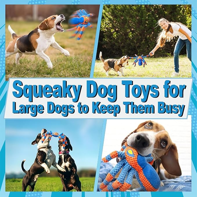 LEGEND SANDY Dog Toys for Aggressive Chewers, Large Dog Toys to Keep Them Busy, Interactive Pet Toys, Squeaky Puppies Toys, Tug of War Puppy Toy, Crinkle Doggeis Toy