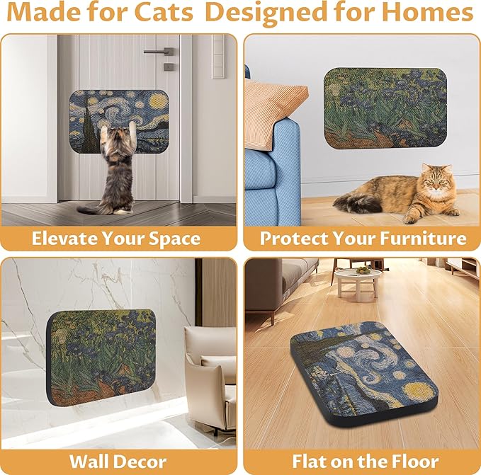 2 Packs Art Cat Wall-Mountable Scratching Board 16.7x11x1 Inch Cat Wall Scratch Pad and Scratcher for Indoor Cats Furniture Protector (Series1)