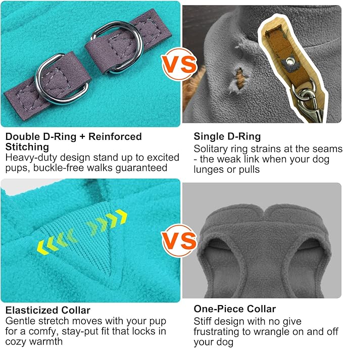BEAUTYZOO Dog Fleece Vest Sweater Winter Jacket for Small and Medium Dogs with D-Ring Leash Cold Weather Coat Hoodie for XS S M Dogs Boy or Girls, Blue M