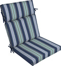 ARDEN Outdoor Chair Cushion, 21 x 20, Rain-Proof, Fade Resistant Sapphire Aurora Blue Stripe