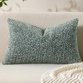 Decorative Lumbar Pillow Cover 12x20 Green Striped Soft Wool Lumbar Throw Pillow Neutral Textured Boho Cushion Covers for Modern Farmhouse Sofa Bedroom Living Room Decor SY011-D12