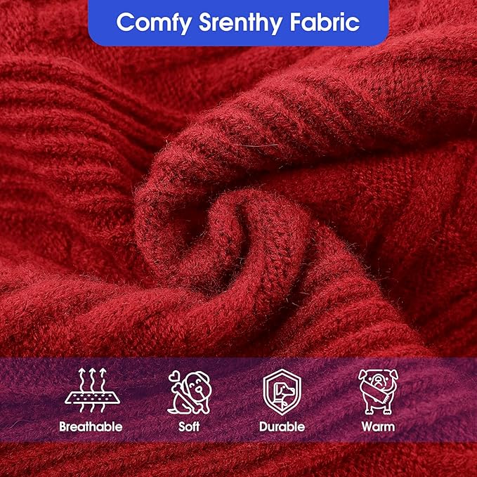 ASENKU XL Dog Sweater, Dog Sweaters for Extra Large Dogs,Pet Sweatshirt Apparel Turtleneck Pullover Winter Pitbull, Labrador Retriever(Red, X-Large)