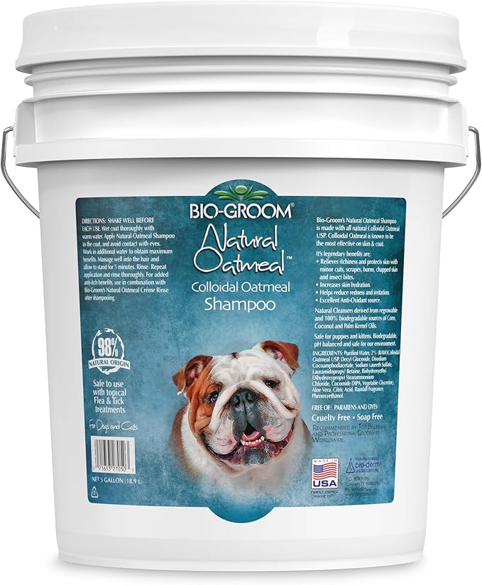 Bio-Groom Oatmeal Dog Shampoo - for Allergies and Itching, Cruelty-Free, Dog Bathing Supplies, Puppy Shampoo for Sensitive Skin, Made in USA, Anti-Itch Dog Products - 5 Gallons