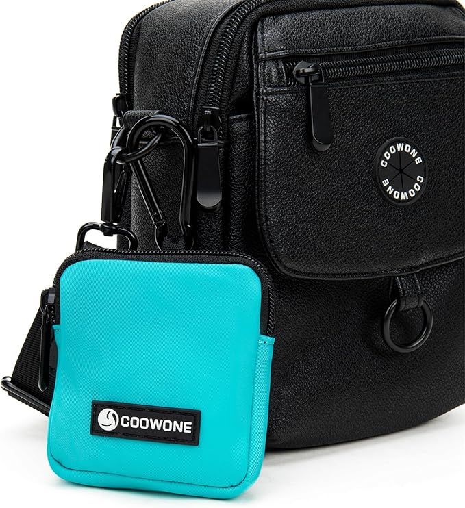 COOWONE Dog Treat Pouch Pocket Sized Pet Puppy Training Pouch for Dog Training Behavior Aids, Waterproof Nylon Fabric Dog Poop Bag Holder, Hands Free Dog Walking Bag with Metal Carabiner(Lake Green)