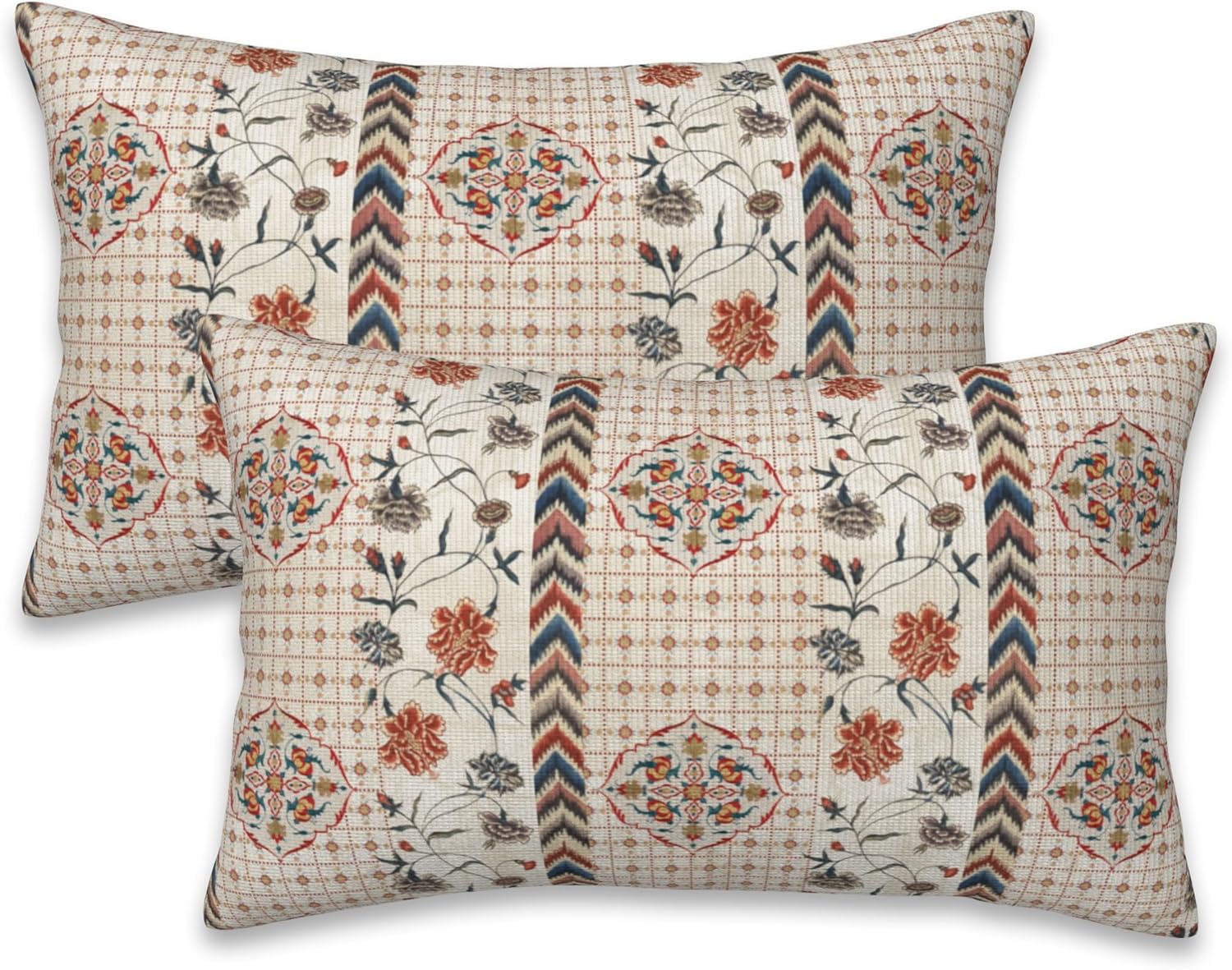 Throw Pillow Covers Boho Floral Pillow Covers 20x12 Inch Set of 2 Throw Pillows Decorative Pillow Cases Cushion Covers for Bedroom Livingroom Sofa Farm House