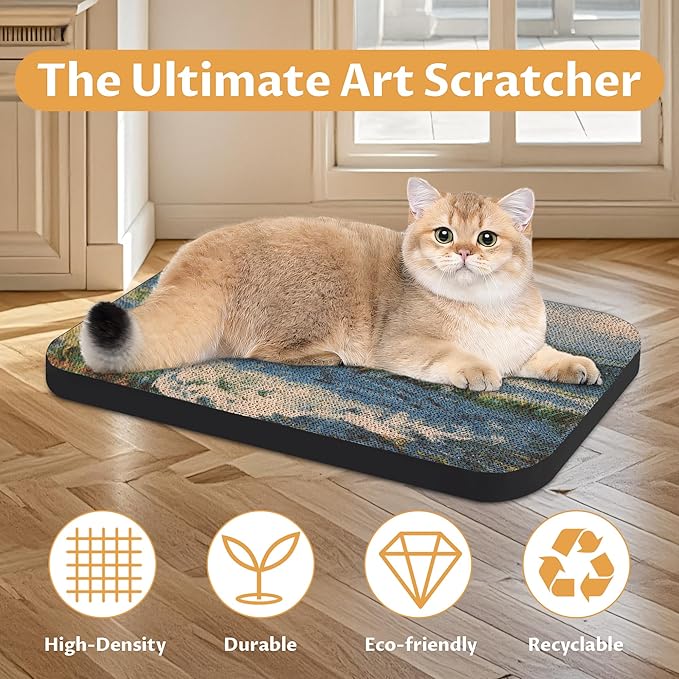 2 Packs Art Cat Wall-Mountable Scratching Board 16.7x11x1 Inch Cat Wall Scratch Pad and Scratcher for Indoor Cats Furniture Protector (Series3)