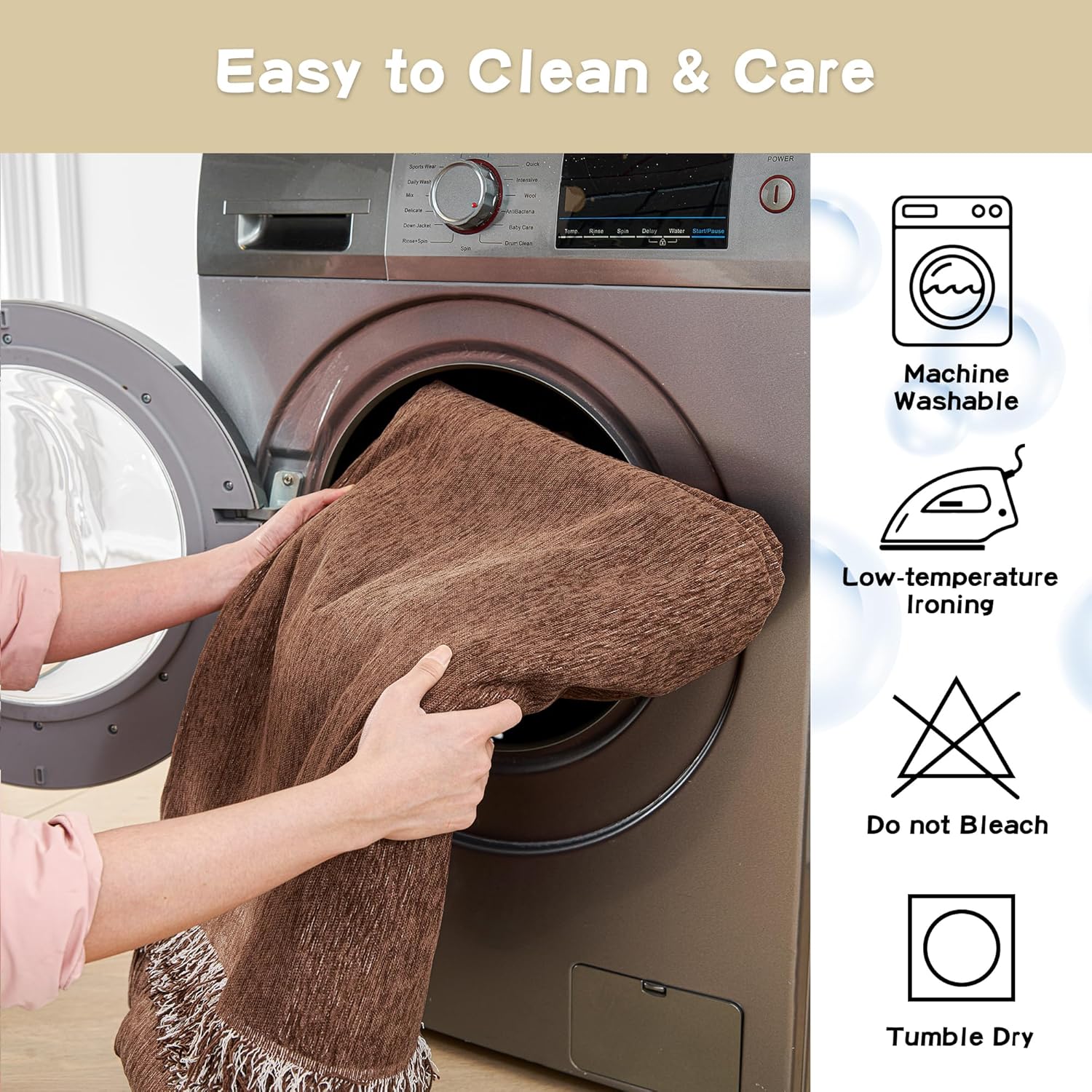 MYSKY HOME Chair Couch Covers Sectional Couch Covers for Pet Sofa Covers Non Slip Soft Couch Sofa Cover, Washable Furniture Protector Sofa Slipcover with Tassel Sofa Throws, 71"x91", Chocolate