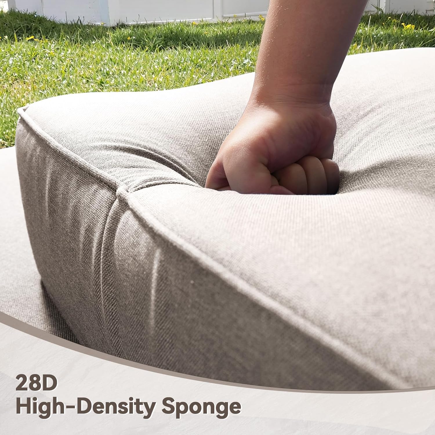6" Thick Outdoor Cushions 22x24x6, 2-Set Deep Seat Patio Cushions with Removable Cover, Waterproof & Fade Resistant Replacement for Wicker Chair, Loveseat, Sofa - Beige