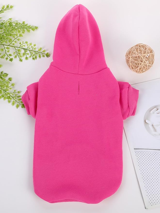 QWINEE Basic Dog Hoodie Sweatshirt Puppy Sweater Warm Cat Costumes Pet Clothes for Chihuahua Puppy Kitten Small Medium Dogs Hot Pink X-Large